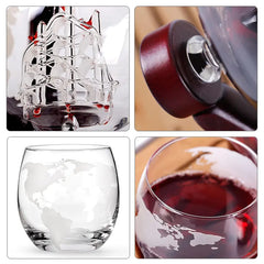 Whiskey Decanter Globe Wine Aerator Glass Set